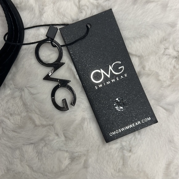 OMG Swimwear One Piece Shiny Black Sexy Tie‎ Up SwimSuit Sz M - Picture 5 of 7